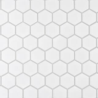 Merola Tile Metro 2" Hex Matte White 11-1/8 in. x 12-5/8 in. Porcelain Mosaic (9.96 sq. ft. /Case... | The Home Depot