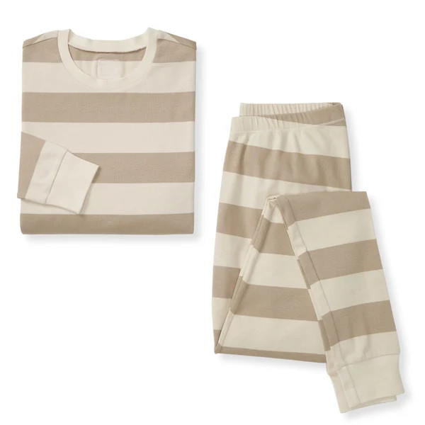 Mommy & Me Rugby Stripe Organic Cotton Pajamas - Oat | Burts Bees Baby