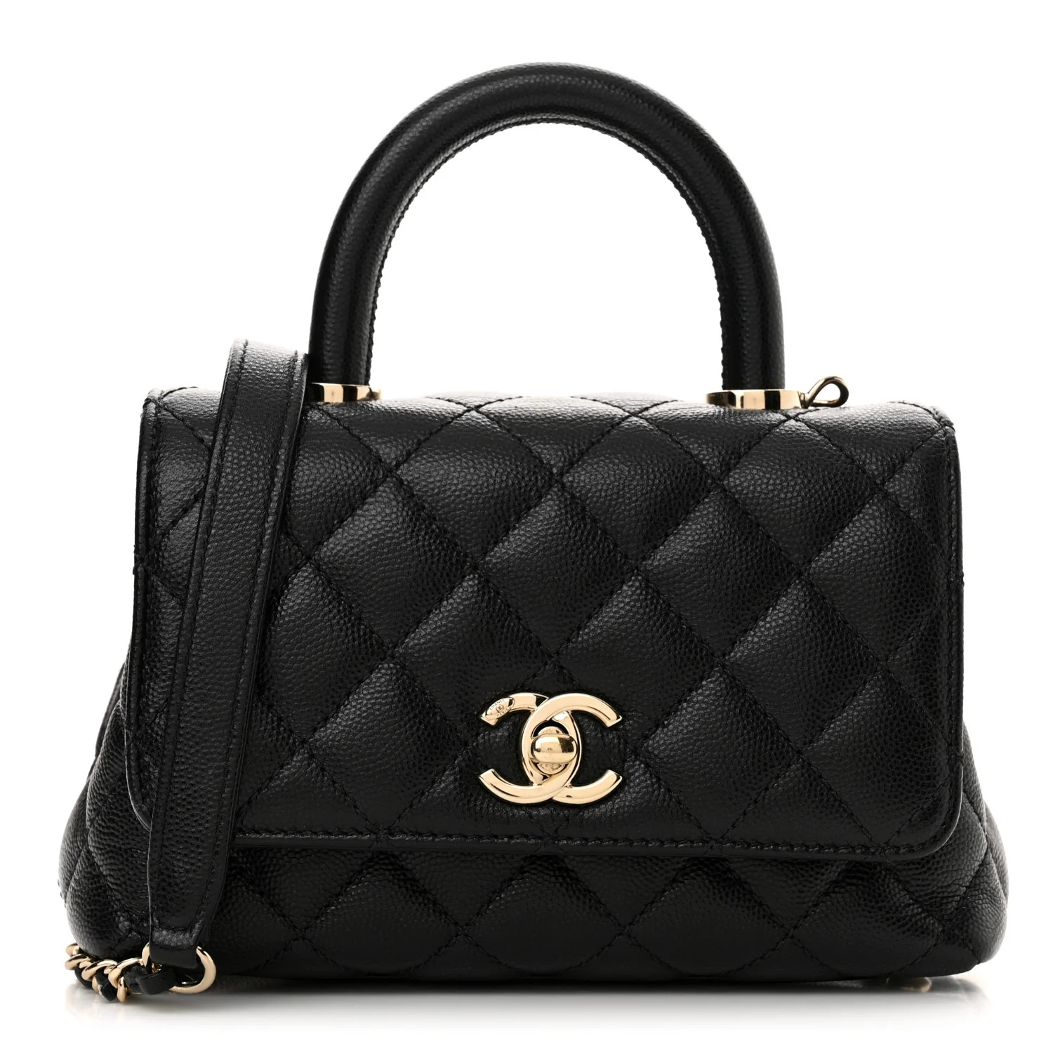 Caviar Quilted Extra Mini Coco Handle Flap Black | FASHIONPHILE (US)