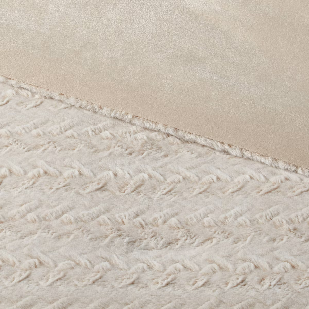 Luxe Textured Faux Fur Comforter and Sham Set Khaki - Threshold™ | Target