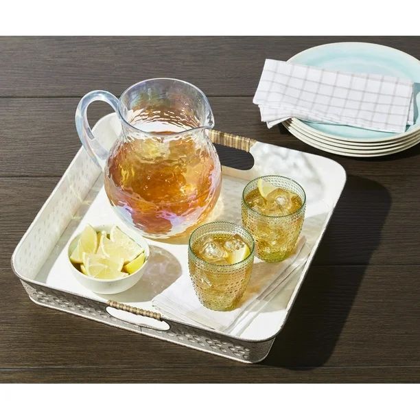 Better Homes & Gardens Antique Farmhouse-Style White Square Serving Tray, Large Size | Walmart (US)