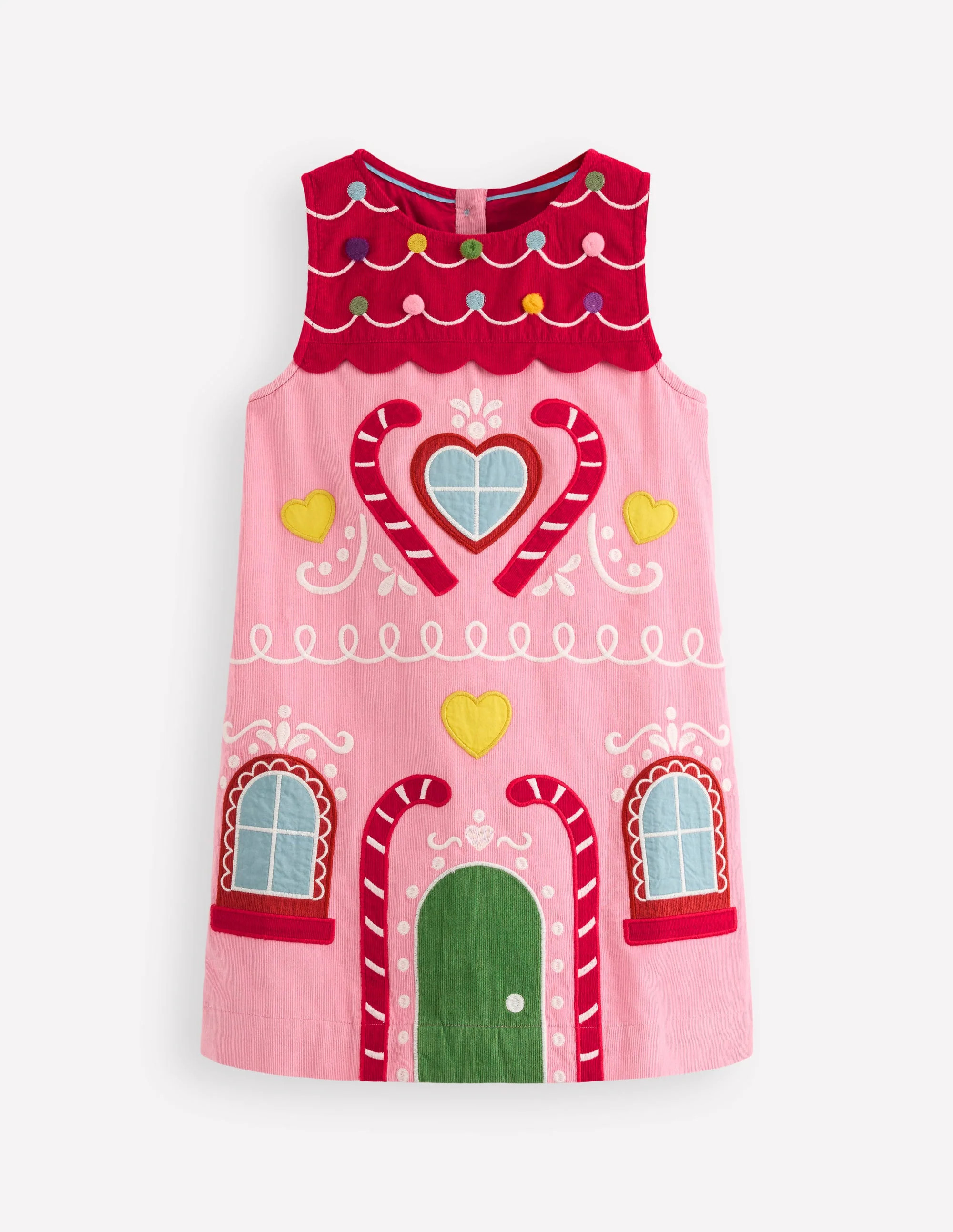 Logo Pinafore Dress-Formica Pink Gingerbread House | Boden (US)