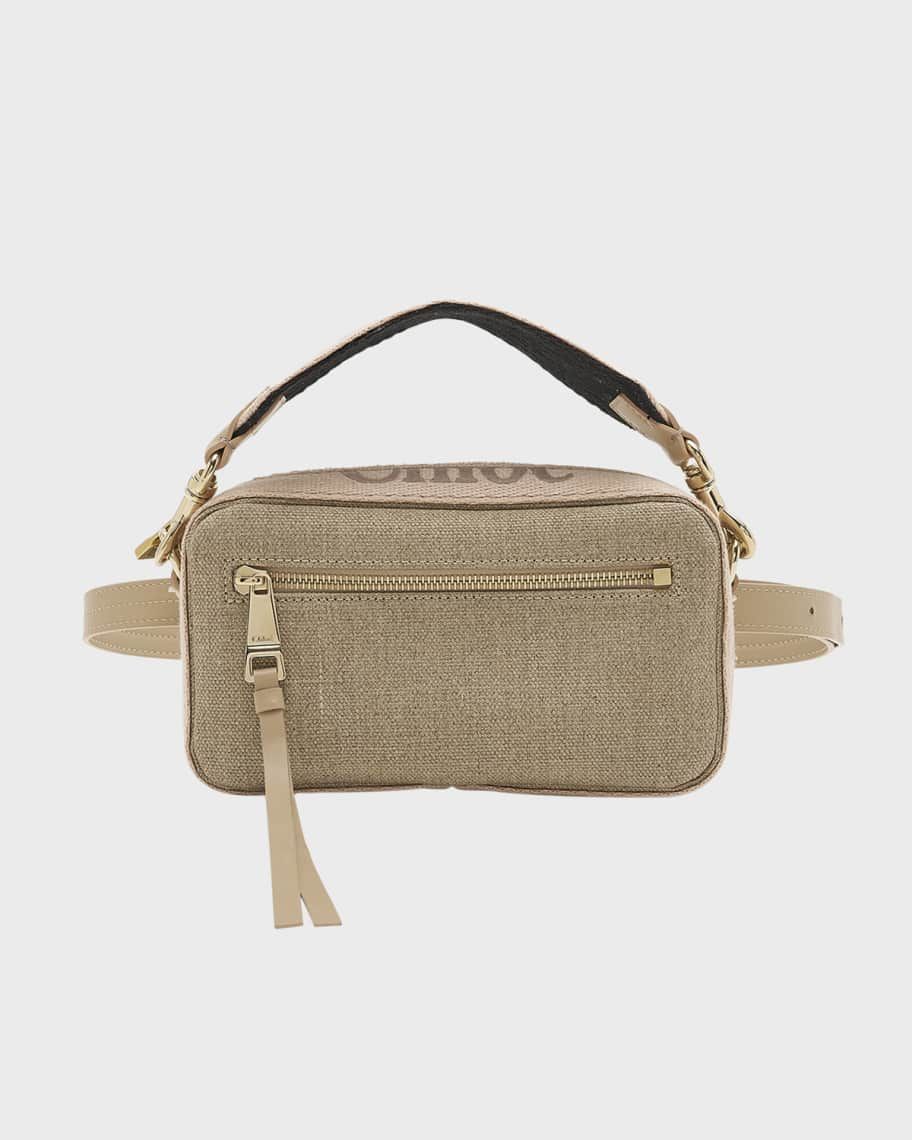 Chloe Woody Logo Linen Belt Bag | Neiman Marcus
