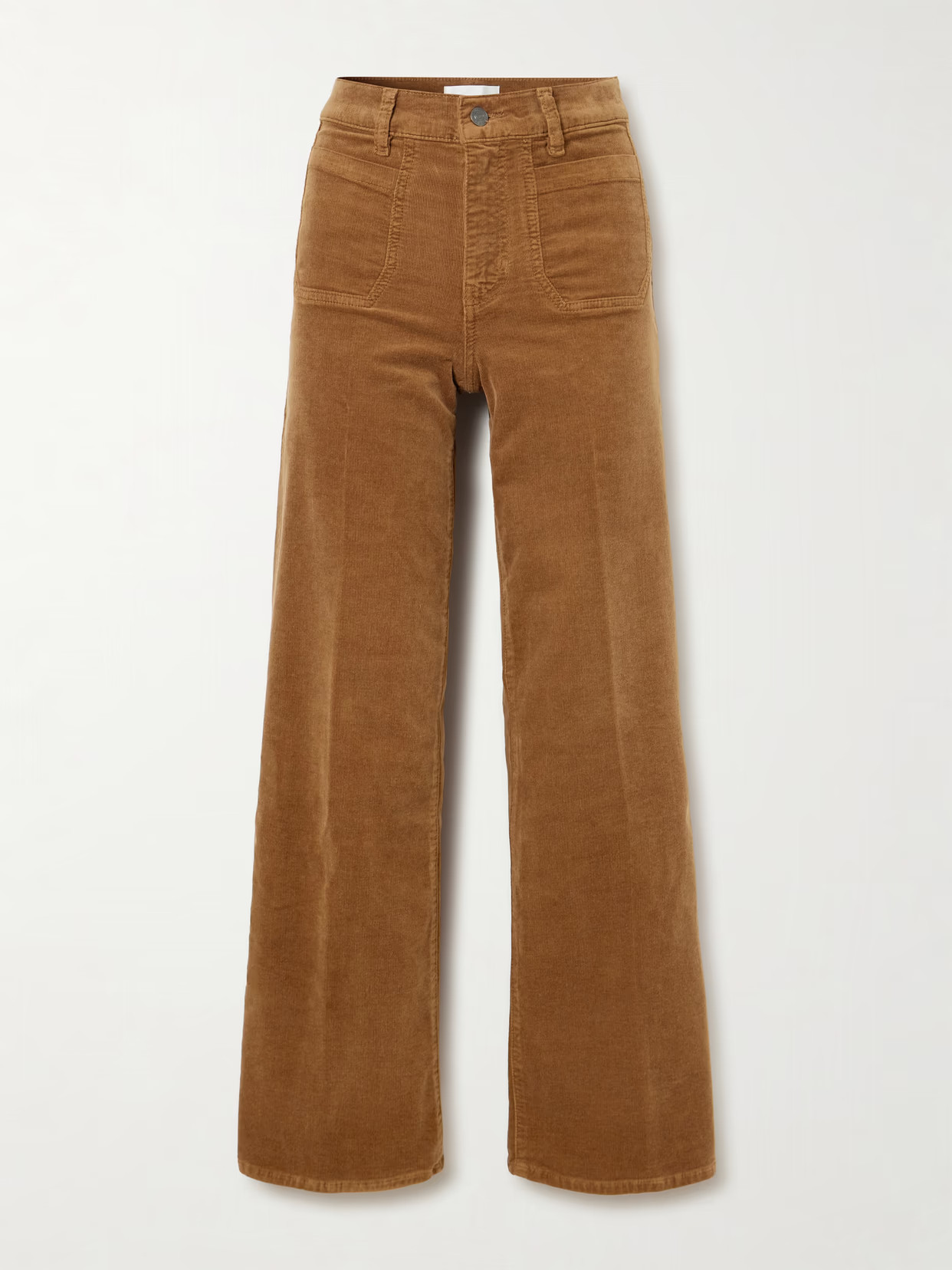 FRAME - Le Slim Palazzo Modernist Pocket Cotton-blend Corduroy High-rise Wide-leg Pants - Brown | NET-A-PORTER (US)