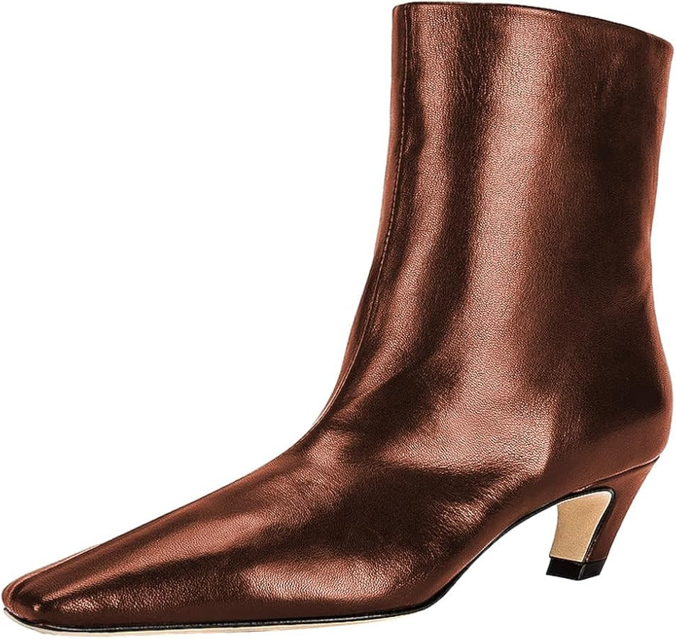 FSJ Women Square Toe Comfort Kitten Low Heel Ankle Boots Pull On Booties Winter Faux Suede Casual... | Amazon (US)