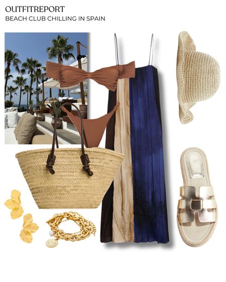 Maxi dress straw hat handbag tote gold jewellery gold sandals 

#LTKstyletip #LTKshoes #LTKbag