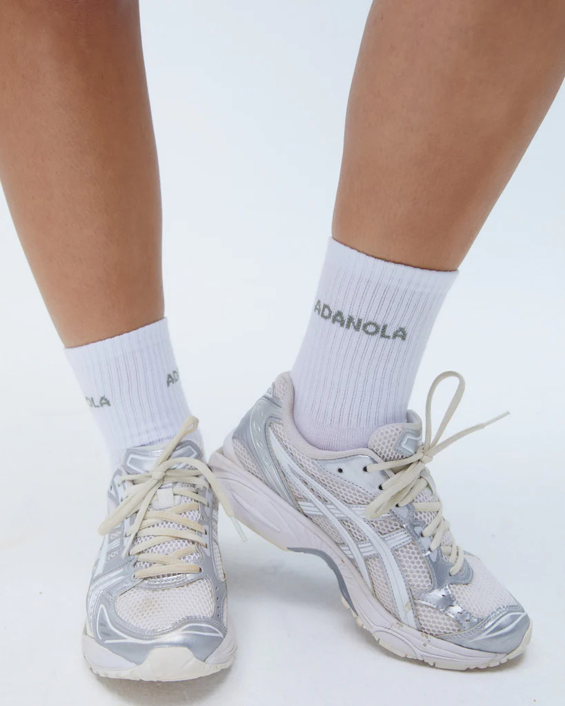 Socks - White/Olive Green | Adanola UK