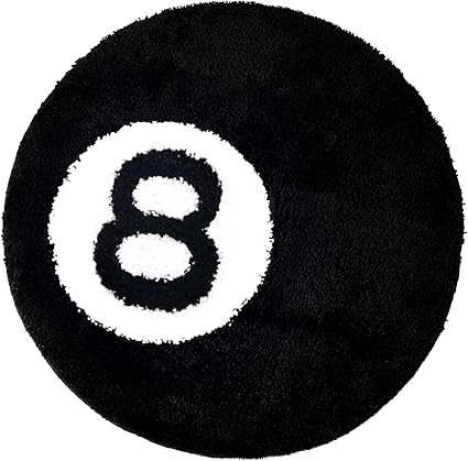 8 Ball Rug - 24 inch Black Round Carpet Billiard Pool 8 Ball Carpet, Non-Slip Flocking Floor Bath... | Amazon (US)