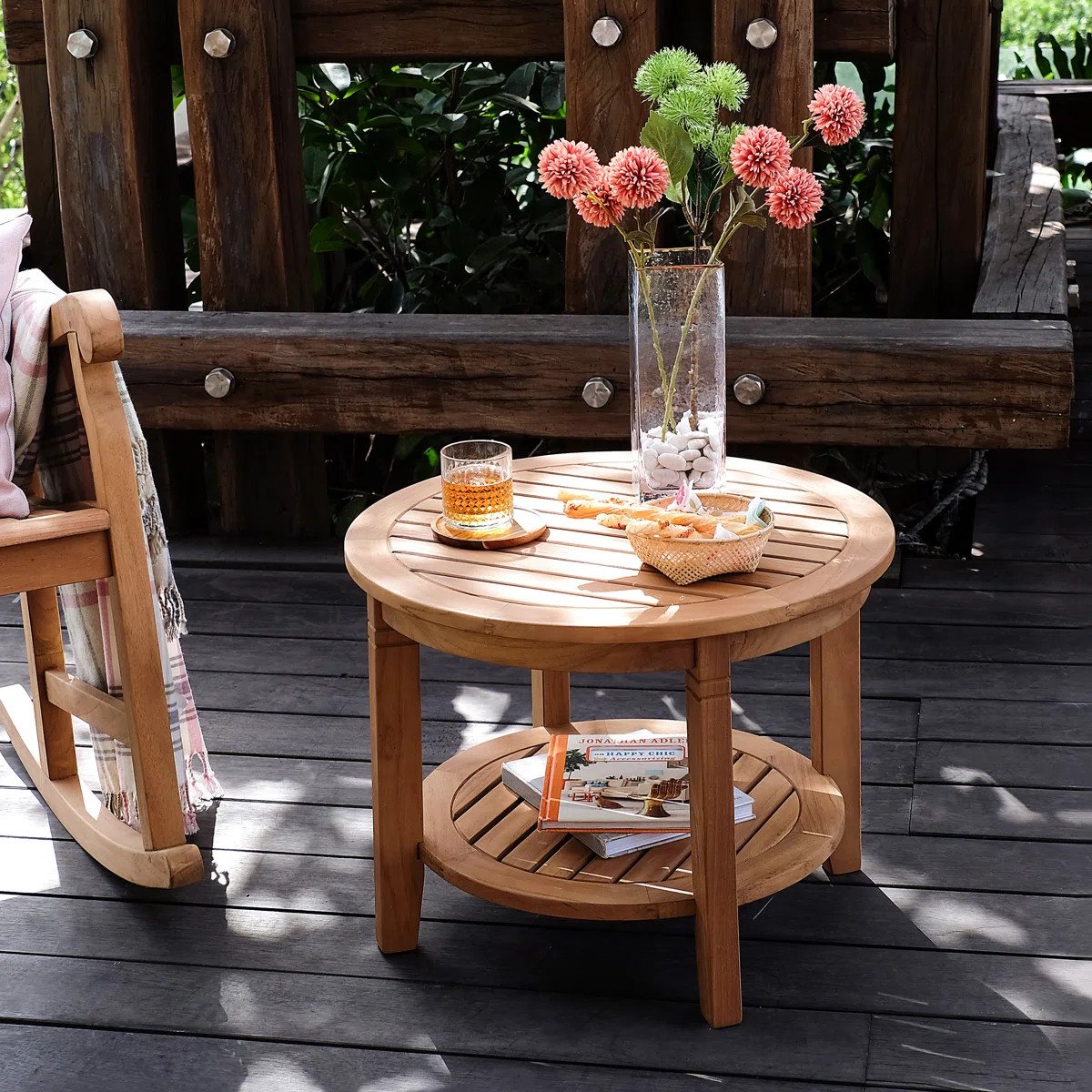 Colden Round Teak Outdoor Side Table , in. W in. D | Wayfair North America
