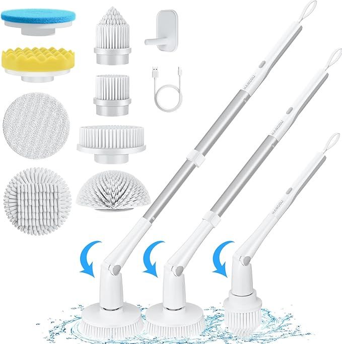 Electric Spin Scrubber, Cordless Shower Scrubber with 8 Replaceable Brush Heads, Bathroom Scrubbe... | Amazon (US)
