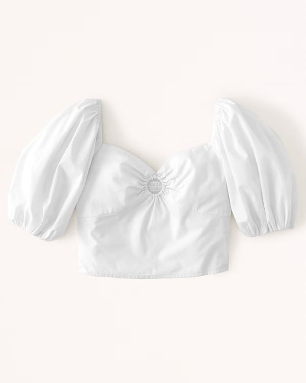 Puff Sleeve Poplin O-Ring Top | Abercrombie & Fitch (US)