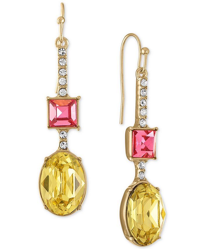 Gold-Tone Multicolor Crystal Stick Drop Earrings | Macys (US)