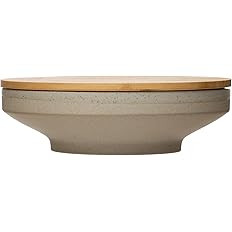 Bloomingville Neutral Coastal Stoneware Canister with Bamboo Lid Bowl, Cream & Blue | Amazon (US)