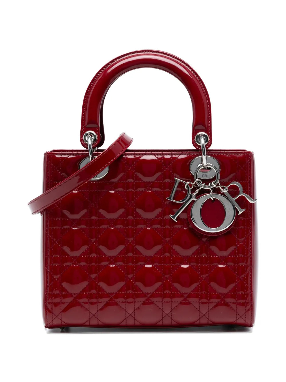 Christian Dior Pre-Owned 2015 Medium Patent Cannage Lady Dior satchel - Red | Farfetch Global