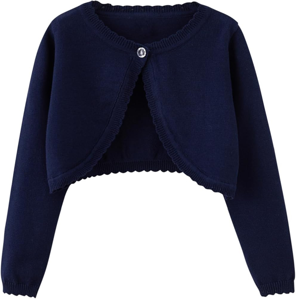 Girls Bolero Cardigan Sweater Toddler Kids Long Sleeve Button Knit Shrug Cropped Cover Up Jacket ... | Amazon (US)