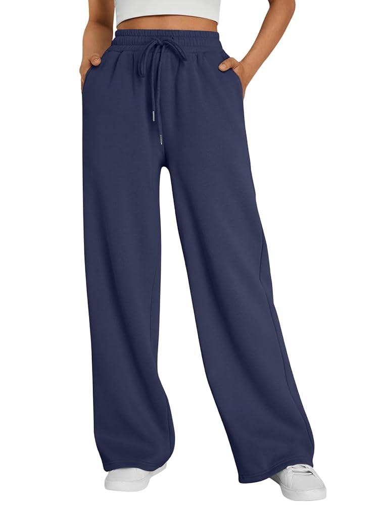 Trendy Queen Womens Wide Leg Sweatpants High Waisted Baggy Lounge Pants Drawstring Athletic Flare... | Amazon (US)