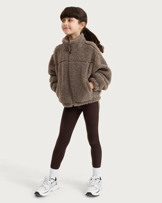 F&F Active Girls OUTDOOR Borg Zip Up Jacket in Brown | Tesco F&F