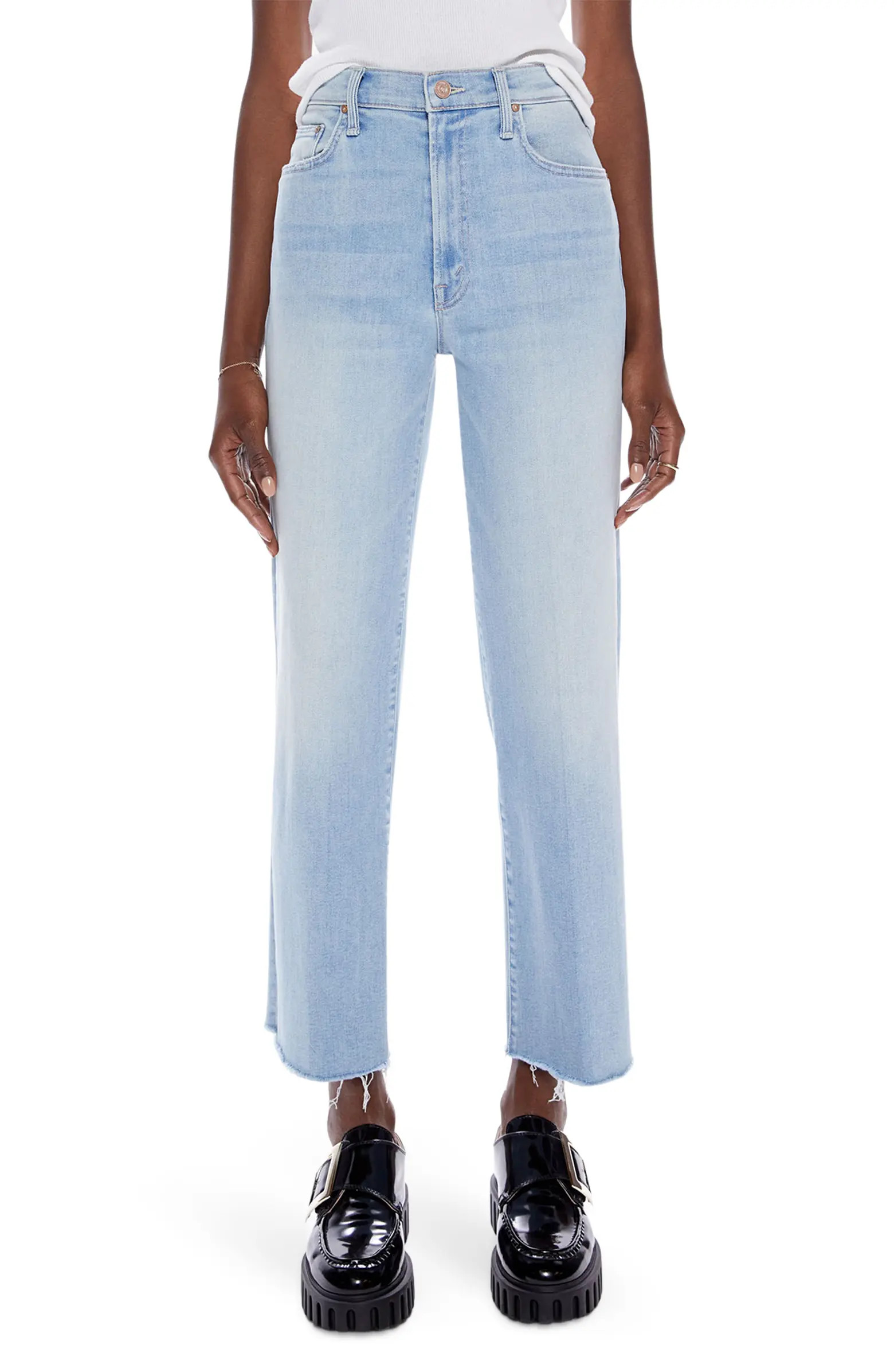 The Rambler High Waist Fray Hem Ankle Jeans | Nordstrom