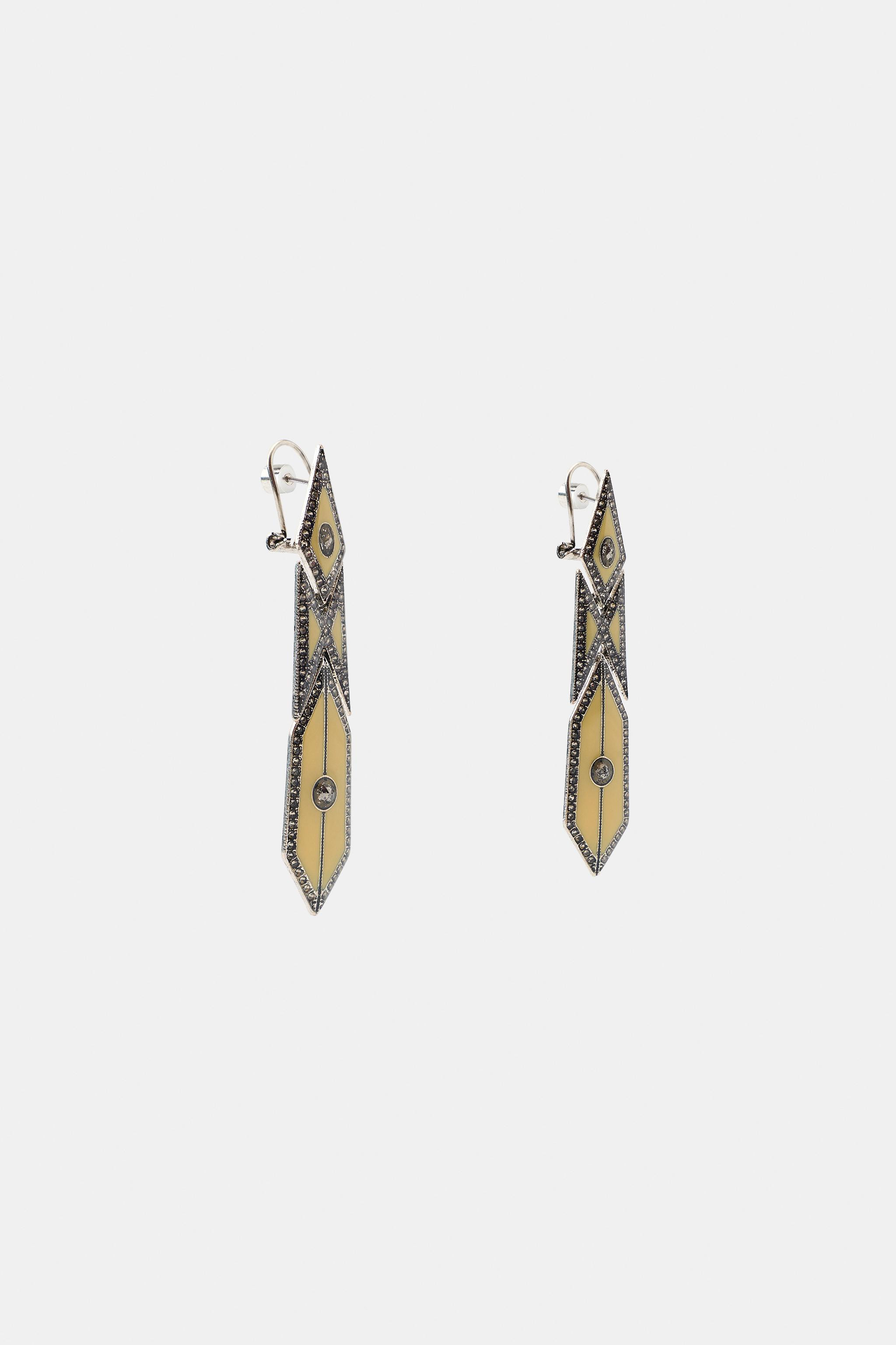 GEOMETRIC SPARKLY EARRINGS | Zara US