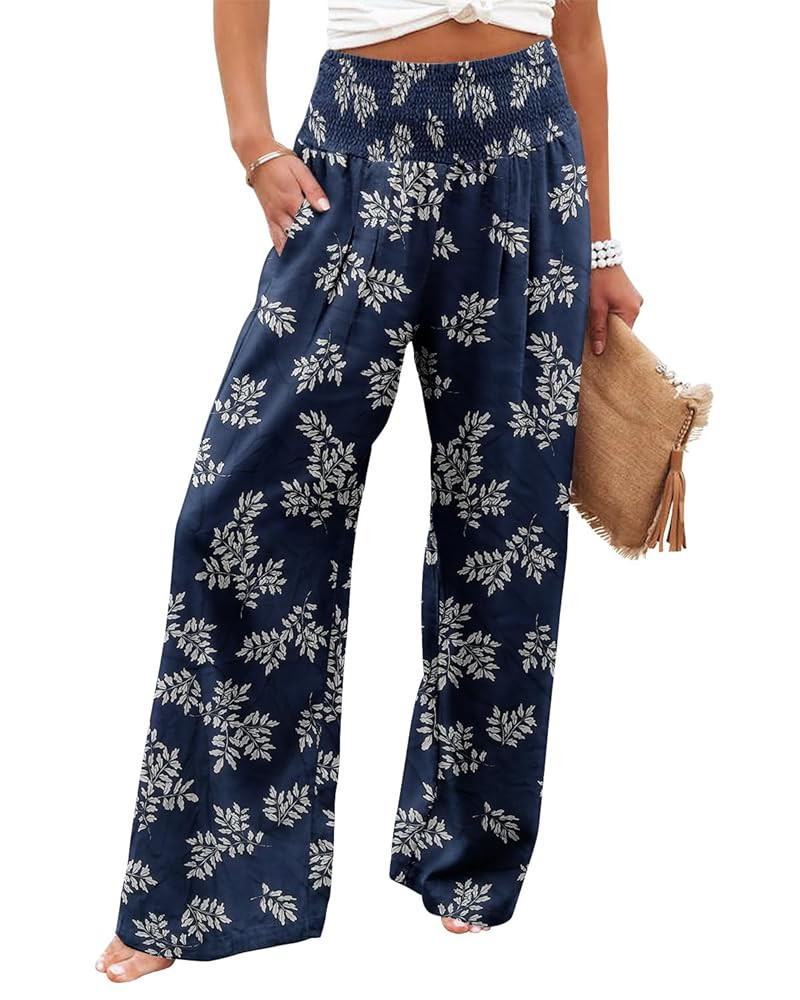 Angerella Womens Elastic High Waisted Palazzo Pants Casual Wide Leg Long Lounge Pant Trousers wit... | Amazon (US)