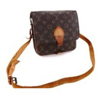 Vintage Louis Vuitton Brown Monogram Canvas Leather Cartouchiere PM Crossbody Shoulder Bag | Etsy (US)