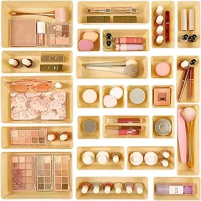 25 PCS Plastic Drawer Organizers Set, 4-Size Versatile Bathroom And Vanity Drawer Organizer Trays, Storage Bins For Makeup, Bedroom, Kitchen Gadgets U | Wayfair North America