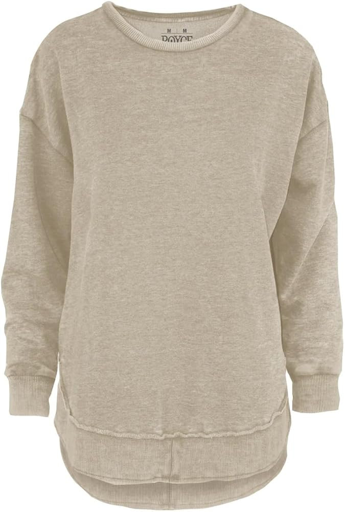 Melange Poncho Fleece: Long Sleeve Crew Neck Hi-Lo Round Bottom, Sand, S | Amazon (US)