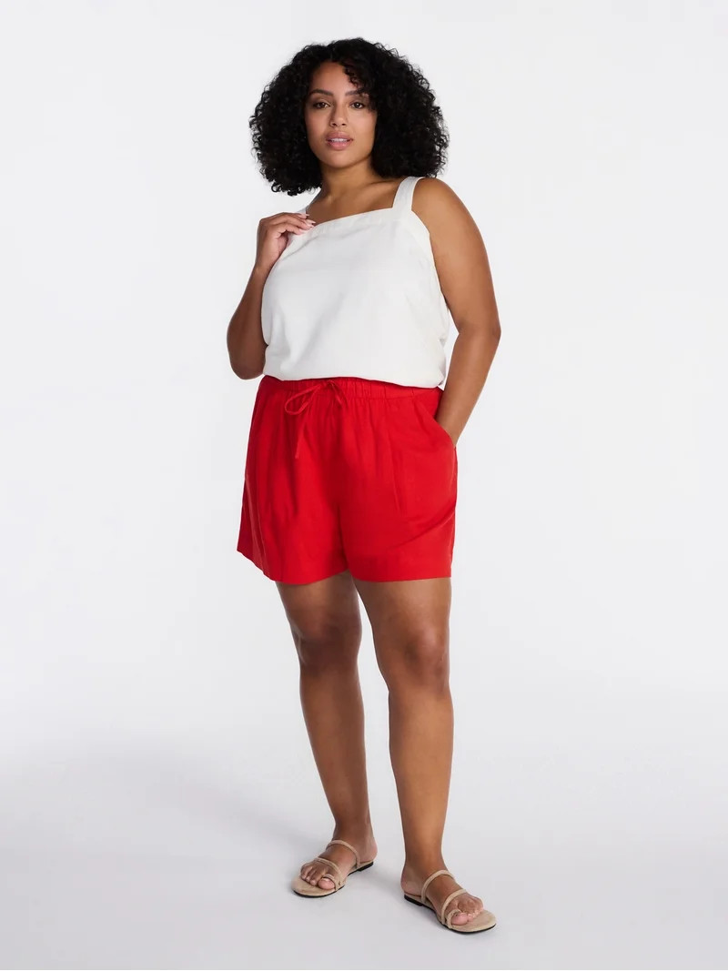 Time and Tru Women's Linen Blend Shorts, Sizes XS-XXXL | Walmart (US)