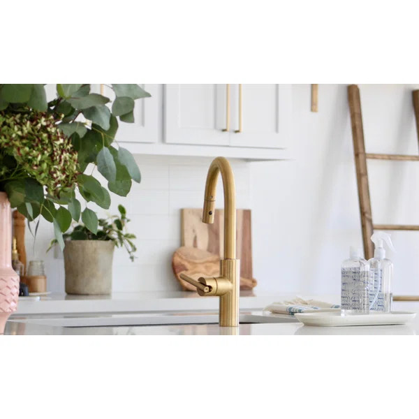 1500-5113/04 East Linear Pull Down Touch Single Handle Kitchen Faucet | Wayfair North America