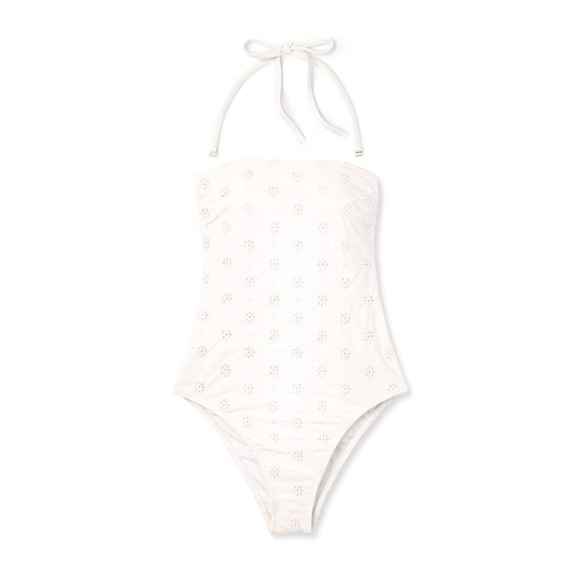 Women's Eyelet Bandeau High Leg Cheeky One Piece Swimsuit - Shade & Shore™ | Target