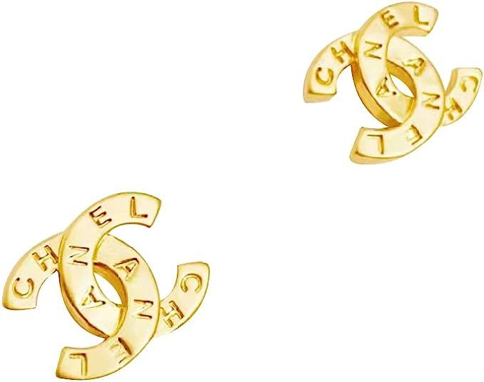 CC Earrings for Women,CC Stud Earrings with Timeless Crystal Studs,CC Earrings for Women CC Logo,... | Amazon (US)