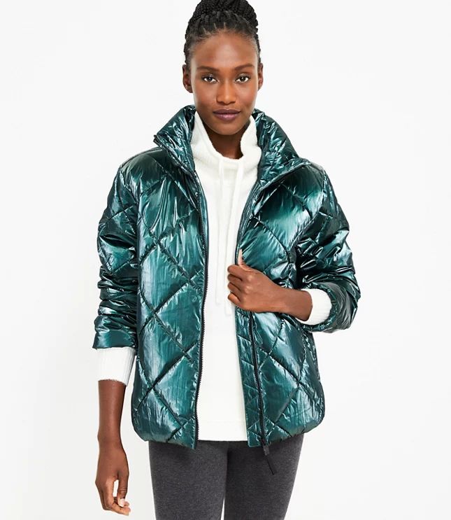 Lou & Grey Shimmer Quilted Puffer Jacket | LOFT