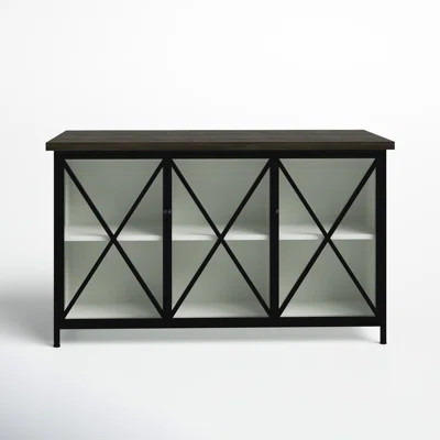 Bede 62" Iron Kitchen Island with Solid Wood Top | Wayfair North America