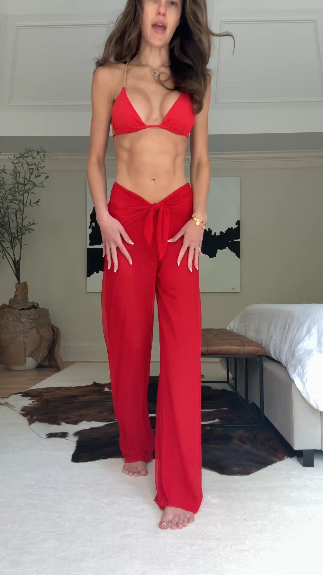 Perfect red bikini & cover up pants for vacation. Wearing smalls. 

#LTKSwim #LTKFestival #LTKSeasonal