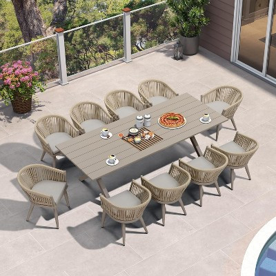 PURPLE LEAF 11 Pcs Outdoor Dining Set with Patio Aluminium Dining Table and Wicker Rattan Chairs Modern Furniture Cushions Sets for Backyard | Target