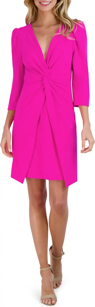 Knotted Three-Quarter Sleeve Minidress | Nordstrom