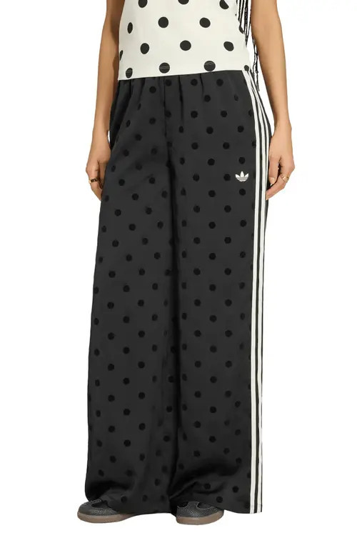 adidas Originals Firebird Polka Dot Wide Leg Track Pants in Black at Nordstrom, Size Medium | Nordstrom