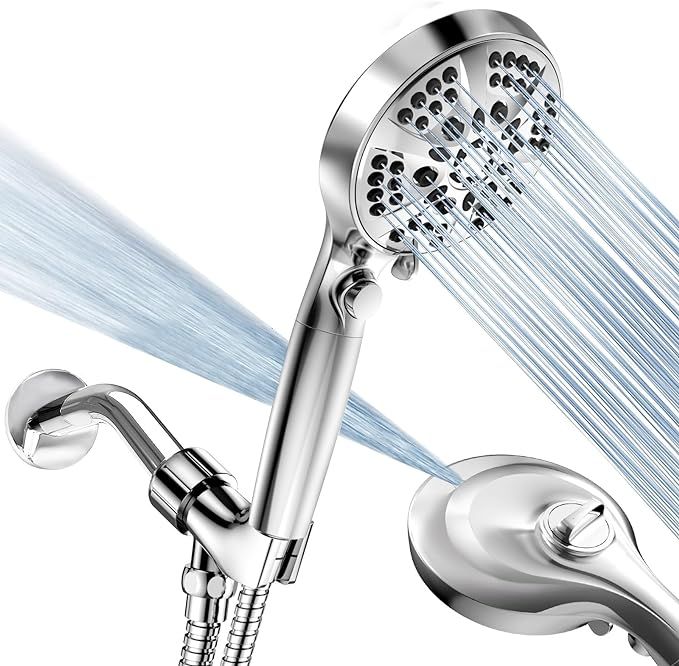 High Pressure 10-mode Handheld Shower Head Set with 60" Hose, ROOSSI Detachable Filter Shower Hea... | Amazon (US)