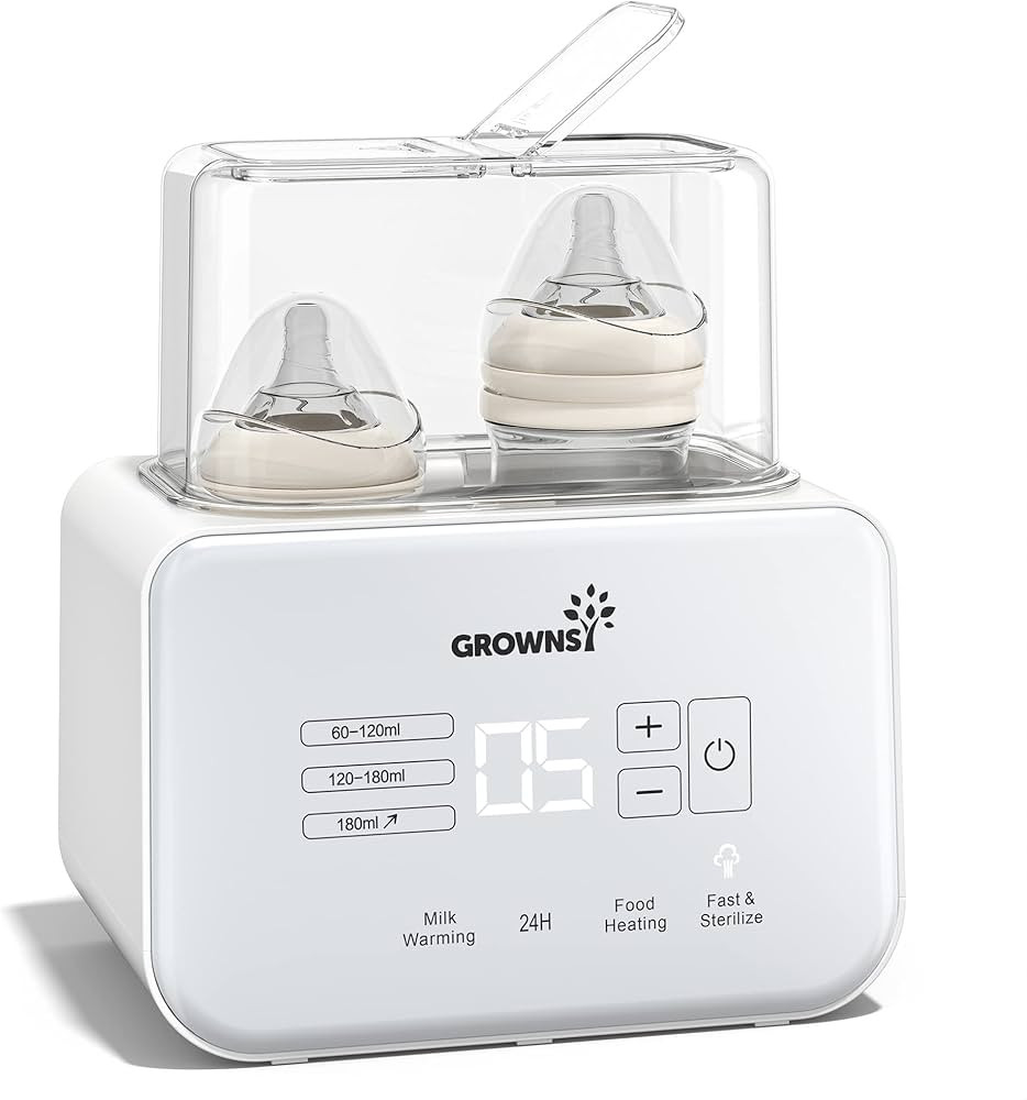Baby Bottle Warmer, Grownsy 8-in-1 Fast Milk Warmer with Timer Breastmilk or Formula, Fits 2 Bott... | Amazon (US)