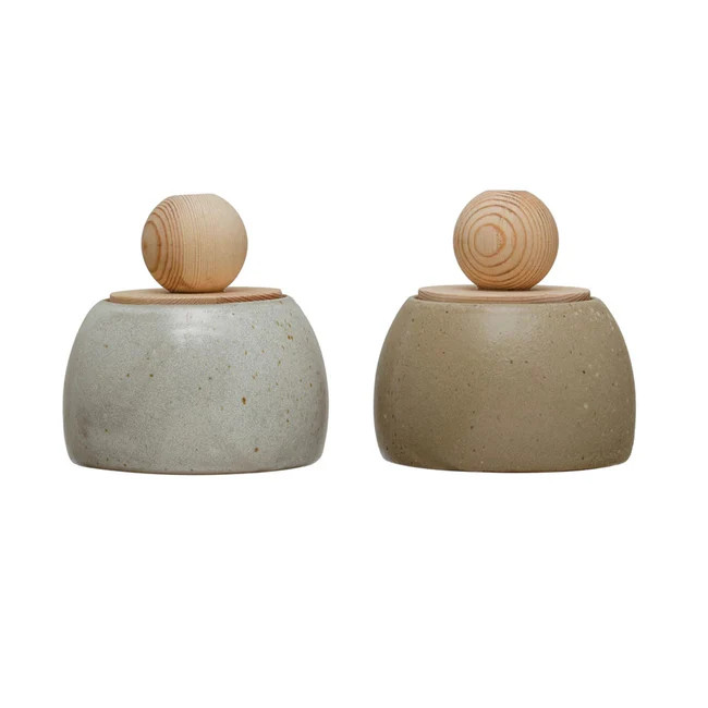 Stoneware Canister w/Wood Lid | Ada + East