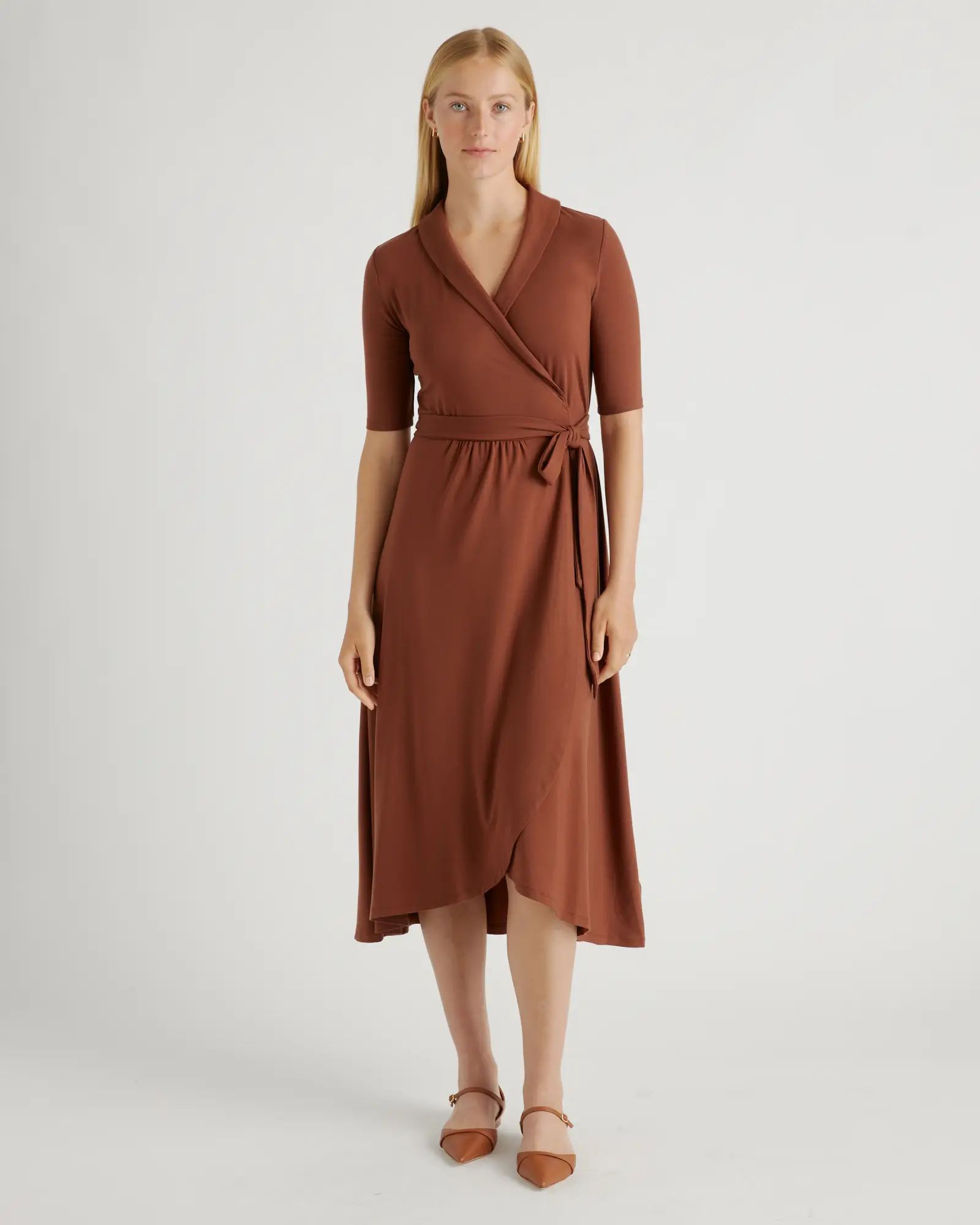 Tencel Jersey Midi Wrap Dress | Quince