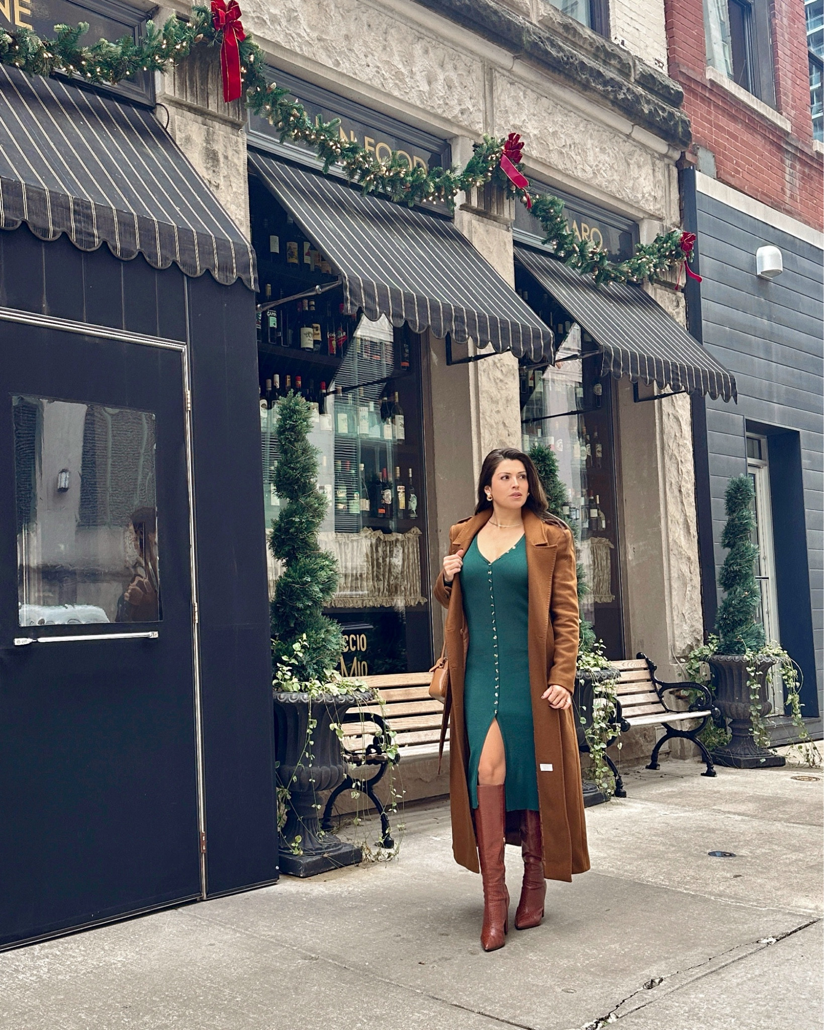 Winter coat 
Camel winter coat 
Cognac winter coat 
Sweater dress 
Holiday outfit 
Winter outfit 

#LTKGiftGuide #LTKSeasonal #LTKstyletip