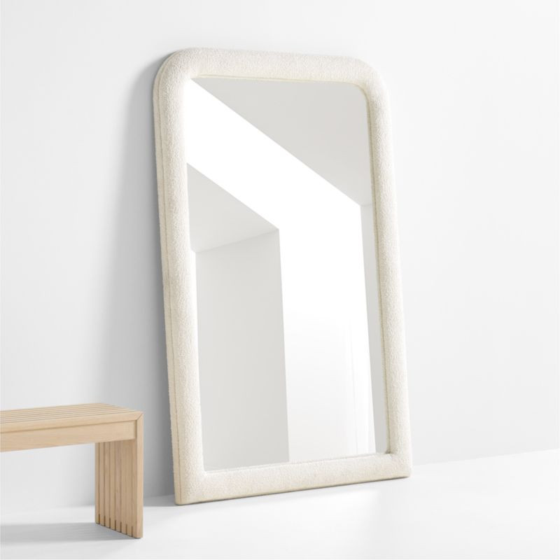 Harris White Boucle Rectangle Floor Mirror 46"x73" | Crate & Barrel | Crate & Barrel