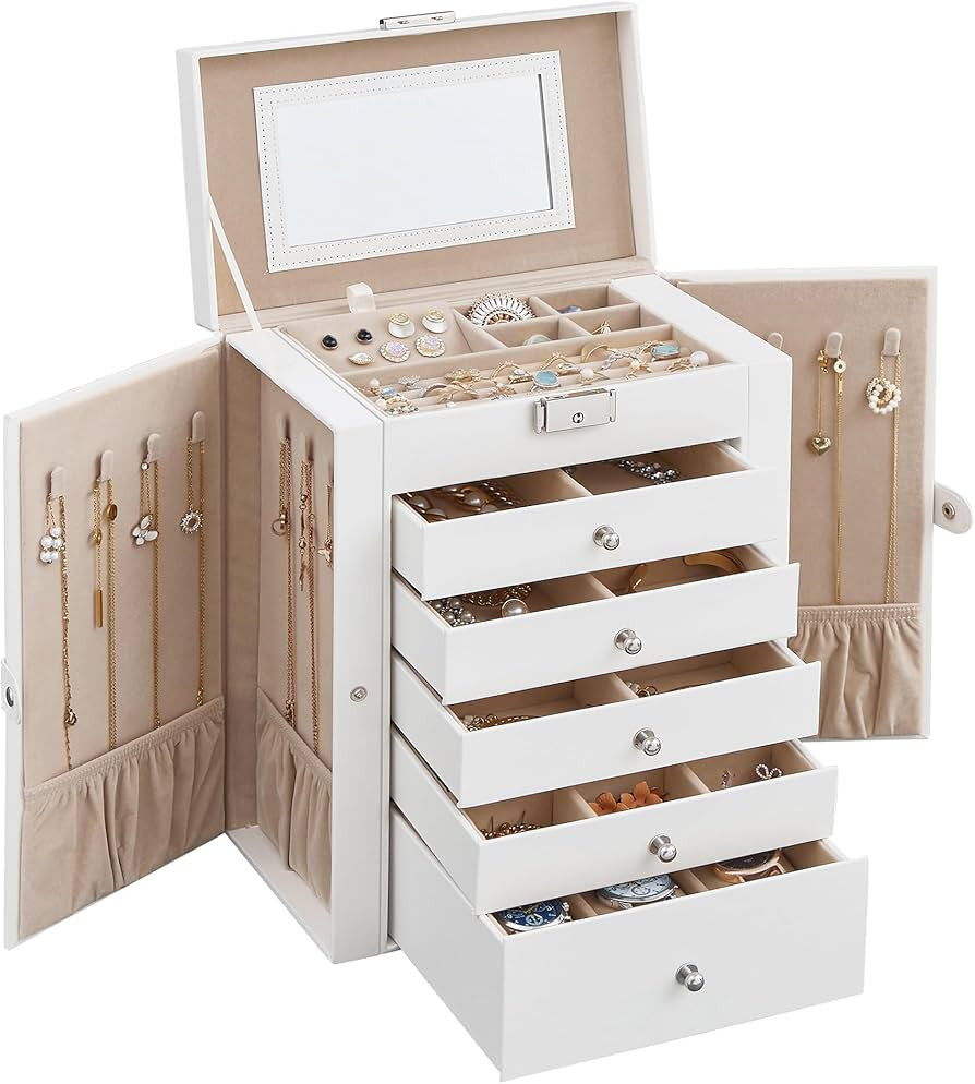 SONGMICS 6 Tier Jewelry Box, Jewelry Storage Organizer with 5 Drawers, Large Storage Capacity, wi... | Amazon (US)