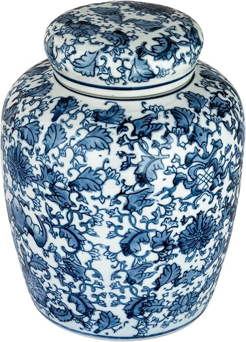 Decorative Blue and White Ceramic Ginger Jar with Lid | Amazon (US)