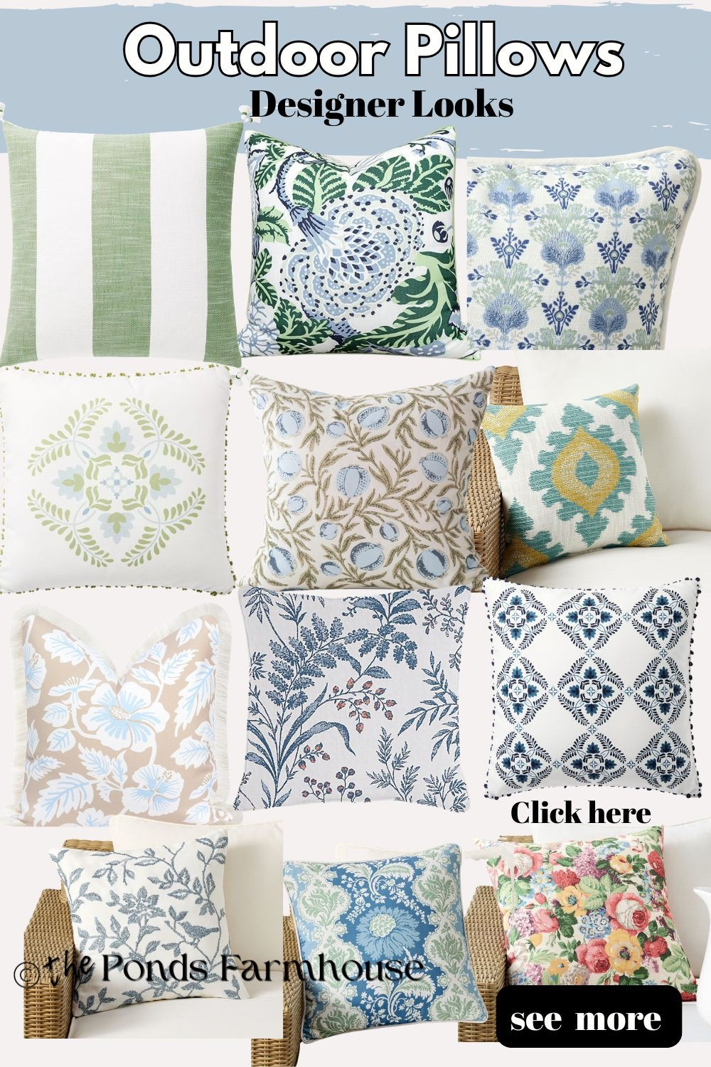 Ready to update your porches, patios, and outdoor spaces?  Adding a decorative pillow will immediately update your spaces. Shop some of my favorites!