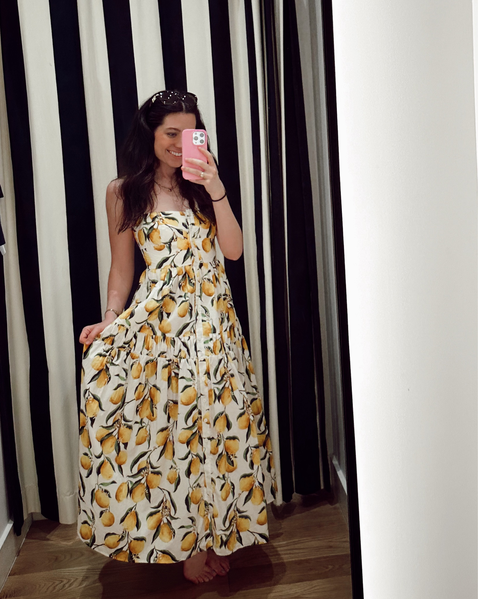 Y’all I am OBSESSED with this cutie lemon print dress. Perfect for summer and gallivanting around across vineyards, Europe, the Cotswolds, you name it. So so cute and has pockets. So excited about the way it looked that I had to immediately take dressing room pics lol

#LTKFamily #LTKTravel #LTKSaleAlert