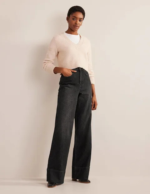 Full Length Straight Jeans - Washed Black | Boden (UK & IE)