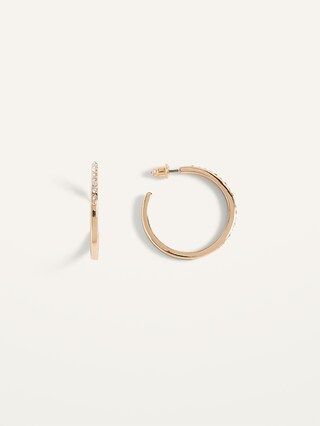 Gold-Toned Pavé Hoop Earrings for Women | Old Navy (US)