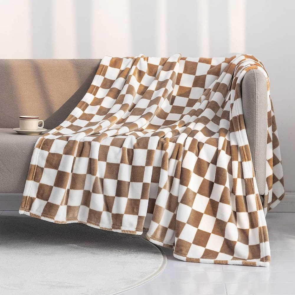 LOMAO Throw Blankets Flannel Blanket with Checkerboard Grid Pattern Soft Throw Blanket for Couch,... | Amazon (US)